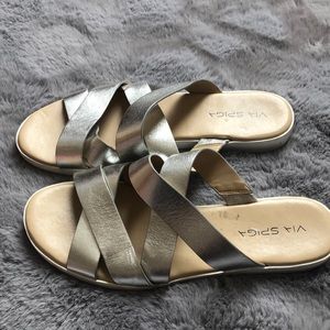 Silver flat sandals